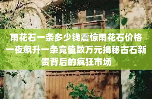 雨花石一条多少钱震惊雨花石价格一夜飙升一条竟值数万元揭秘古石新贵背后的疯狂市场