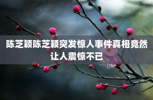 陈芝颖陈芝颖突发惊人事件真相竟然让人震惊不已