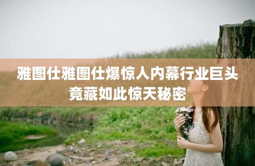雅图仕雅图仕爆惊人内幕行业巨头竟藏如此惊天秘密