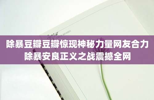 除暴豆瓣豆瓣惊现神秘力量网友合力除暴安良正义之战震撼全网
