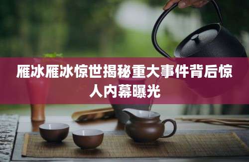 雁冰雁冰惊世揭秘重大事件背后惊人内幕曝光