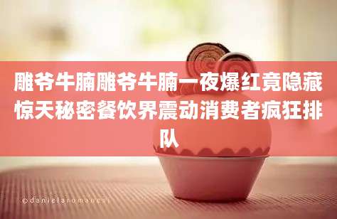 雕爷牛腩雕爷牛腩一夜爆红竟隐藏惊天秘密餐饮界震动消费者疯狂排队