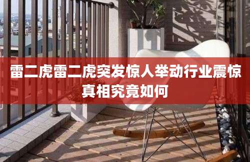 雷二虎雷二虎突发惊人举动行业震惊真相究竟如何