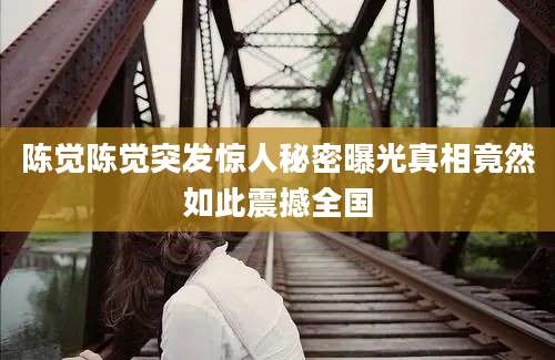 陈觉陈觉突发惊人秘密曝光真相竟然如此震撼全国