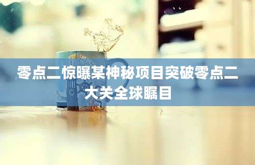 零点二惊曝某神秘项目突破零点二大关全球瞩目