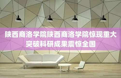 陕西商洛学院陕西商洛学院惊现重大突破科研成果震惊全国