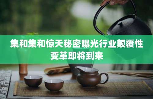 集和集和惊天秘密曝光行业颠覆性变革即将到来