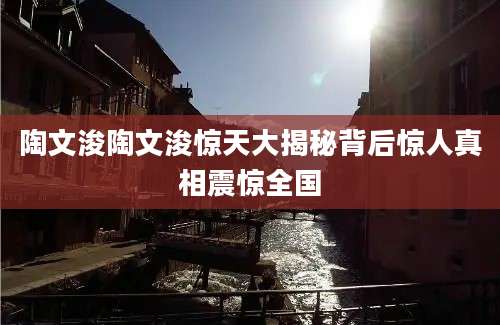 陶文浚陶文浚惊天大揭秘背后惊人真相震惊全国