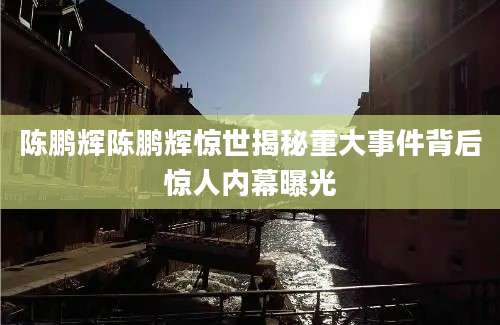 陈鹏辉陈鹏辉惊世揭秘重大事件背后惊人内幕曝光