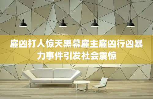 雇凶打人惊天黑幕雇主雇凶行凶暴力事件引发社会震惊