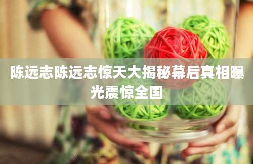 陈远志陈远志惊天大揭秘幕后真相曝光震惊全国