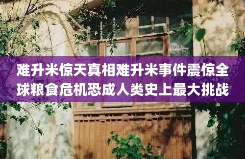 难升米惊天真相难升米事件震惊全球粮食危机恐成人类史上最大挑战