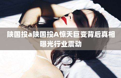 陕国投a陕国投A惊天巨变背后真相曝光行业震动