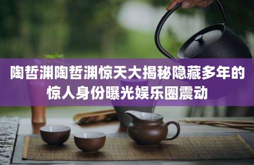 陶哲渊陶哲渊惊天大揭秘隐藏多年的惊人身份曝光娱乐圈震动