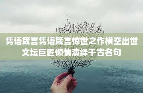 隽语箴言隽语箴言惊世之作横空出世文坛巨匠倾情演绎千古名句