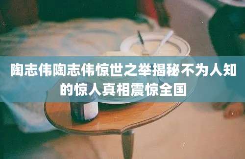 陶志伟陶志伟惊世之举揭秘不为人知的惊人真相震惊全国