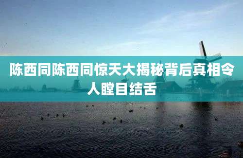 陈西同陈西同惊天大揭秘背后真相令人瞠目结舌