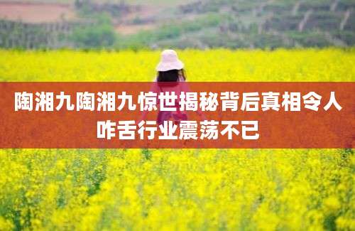 陶湘九陶湘九惊世揭秘背后真相令人咋舌行业震荡不已