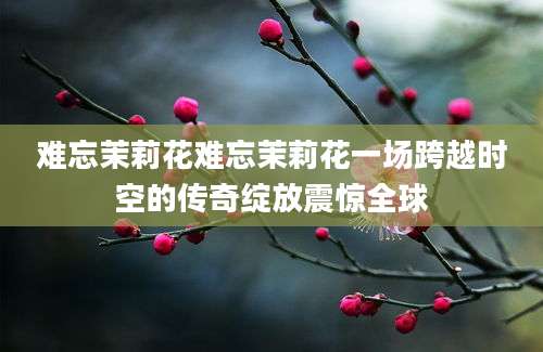 难忘茉莉花难忘茉莉花一场跨越时空的传奇绽放震惊全球