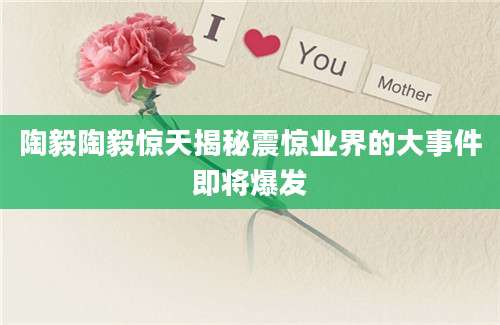 陶毅陶毅惊天揭秘震惊业界的大事件即将爆发