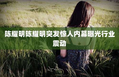 陈耀明陈耀明突发惊人内幕曝光行业震动