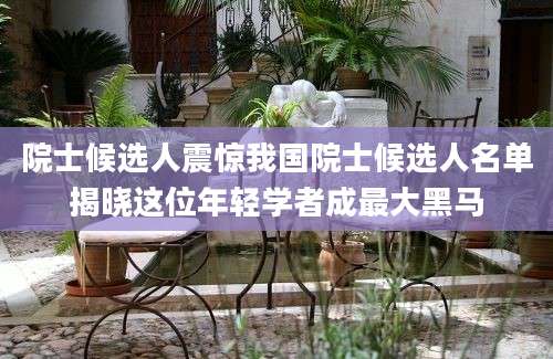 院士候选人震惊我国院士候选人名单揭晓这位年轻学者成最大黑马