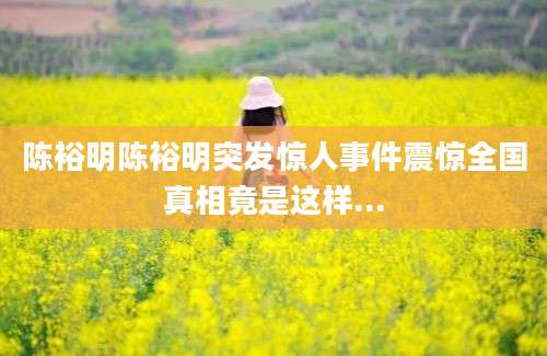 陈裕明陈裕明突发惊人事件震惊全国真相竟是这样...