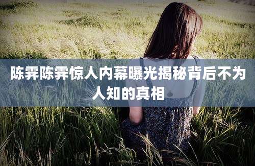 陈霁陈霁惊人内幕曝光揭秘背后不为人知的真相