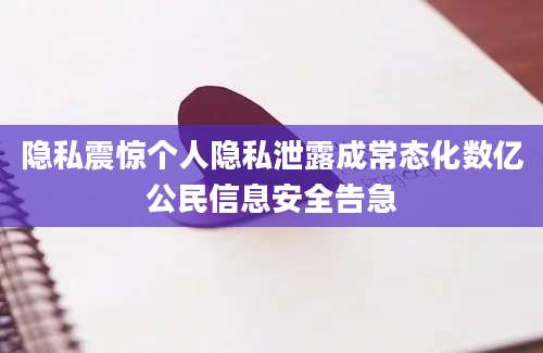 隐私震惊个人隐私泄露成常态化数亿公民信息安全告急