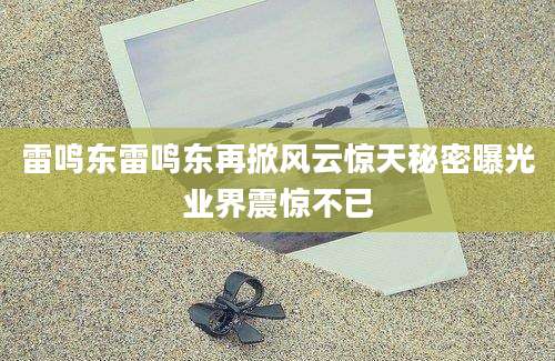 雷鸣东雷鸣东再掀风云惊天秘密曝光业界震惊不已