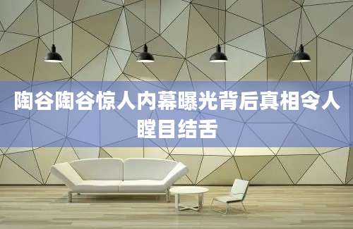 陶谷陶谷惊人内幕曝光背后真相令人瞠目结舌