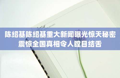 陈绍基陈绍基重大新闻曝光惊天秘密震惊全国真相令人瞠目结舌