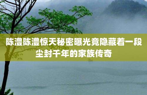 陈澧陈澧惊天秘密曝光竟隐藏着一段尘封千年的家族传奇