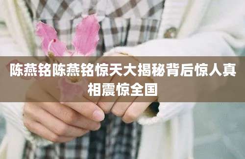 陈燕铭陈燕铭惊天大揭秘背后惊人真相震惊全国